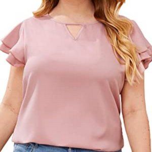 Top Keyhole Neckline Solid Shirt